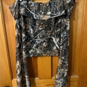 Camouflage Off-Shoulder Women's Top
